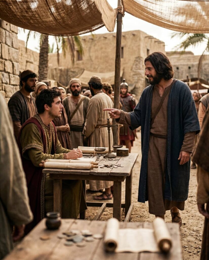 Jesus with Matthew "Follow me"