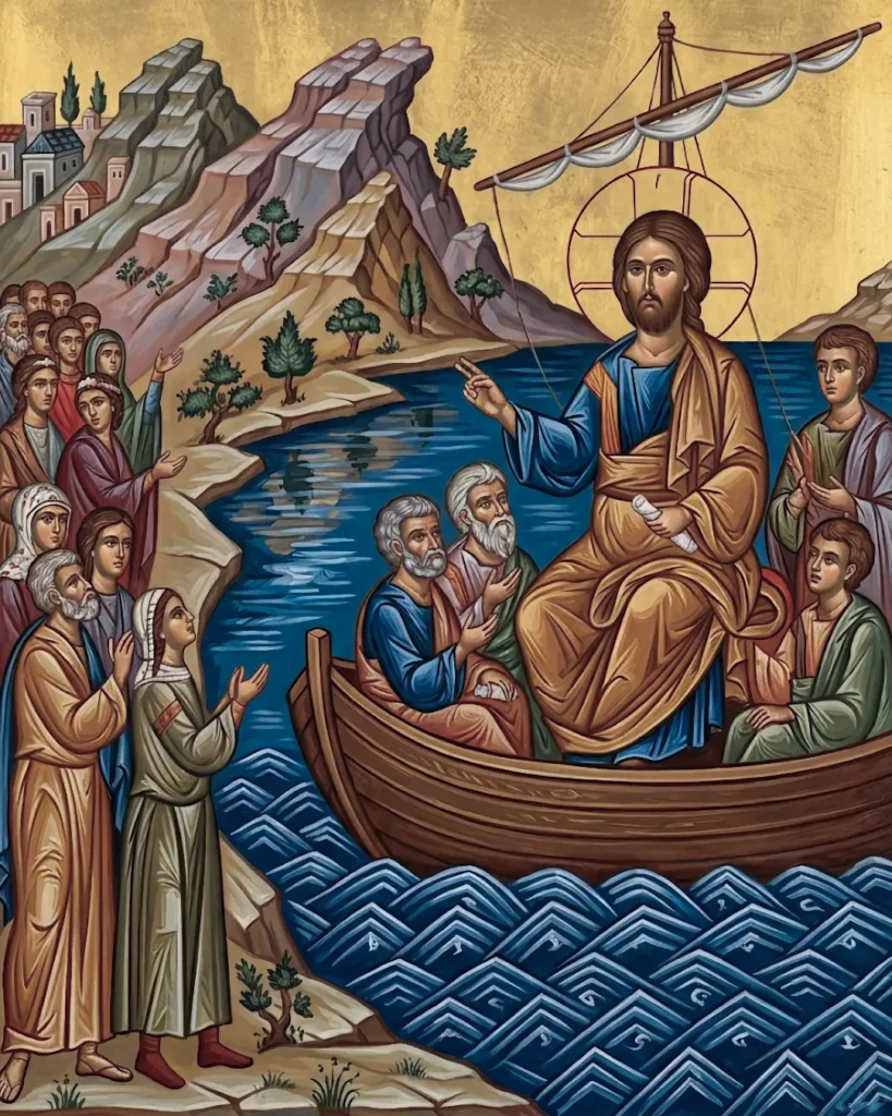 Jesus preaching from a boat