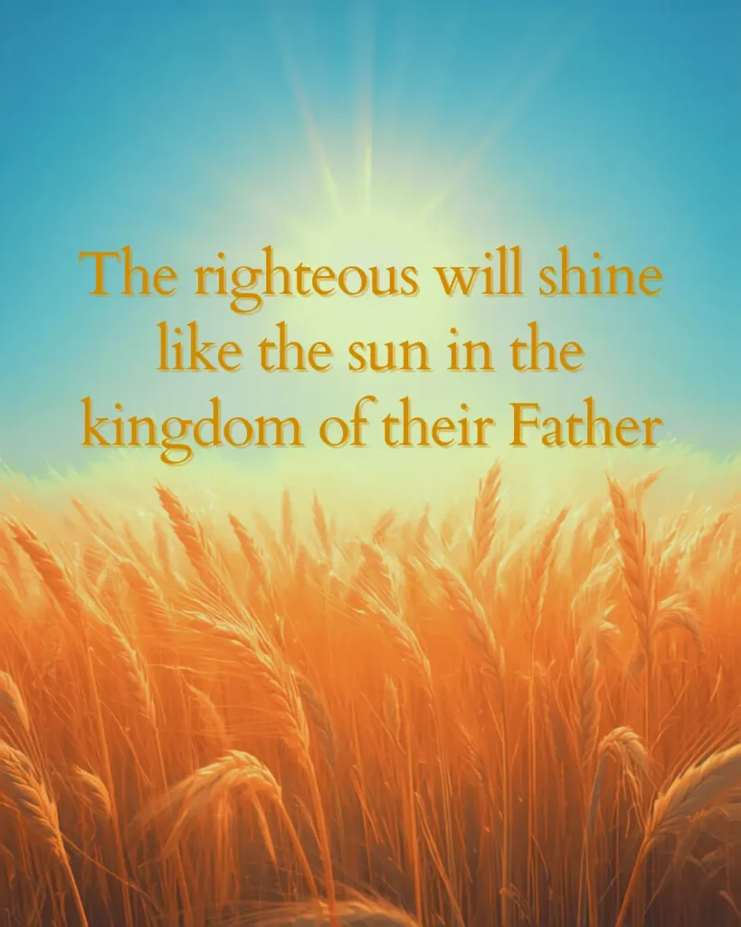 The righteous will shine like the sun in the kingdom of their Father